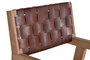 GINER Y COLOMER Chaise en Bois de Manguier et Cuir Naturel Marron - Siège 45x44 cm, Hauteur 47 cm, Dossier 45 cm