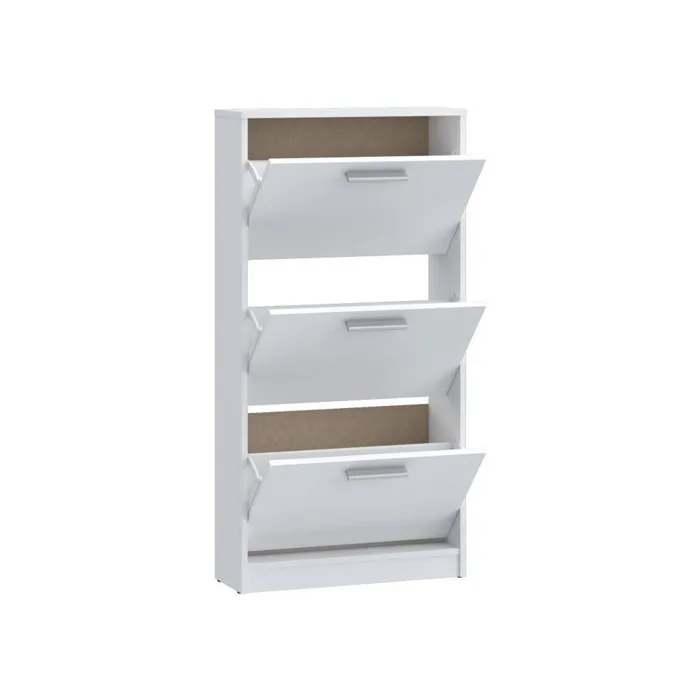MAC Meuble à chaussures 6 paires Blanc mat 3 abattants L58,2 x P20,4 x H115,5 cm