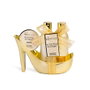 Coffret de bain avec panier chaussure dorée, gel douche 180 ml et crème mains 50 ml