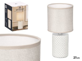 Giftdecor Lampe de Table Cylindrique Relief Gris Céramique Métal Plastique 13x20x13 cm (Set de 12)