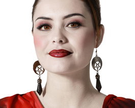 Atosa Boucles d'oreilles démoniaques rouges avec détails noirs pour Halloween