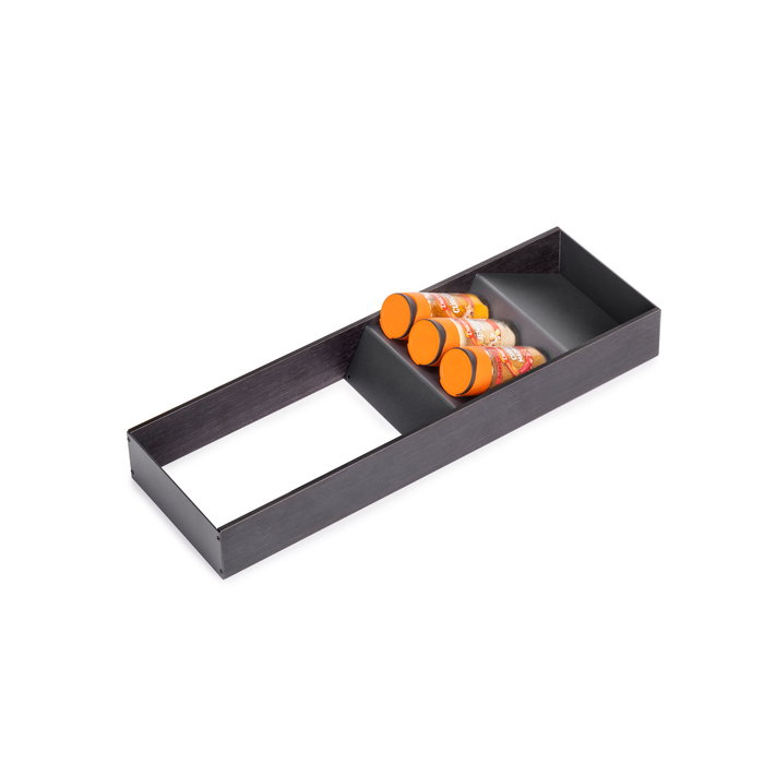 Emuca Orderbox Organiseur incliné pour tiroir, 150x470mm, Acier et Bois, Gris antracite