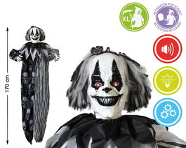 Clown Tueur avec Costume Ensanglanté 160 cm avec Lumière et Mouvement - Figurine Horreur à Effets Sonores