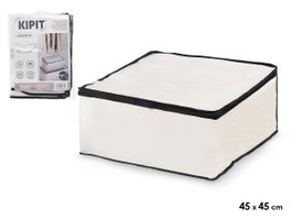 Kipit Boîte de Rangement Pliante 45x45x20 cm Tissu Blanc (Set de 24)
