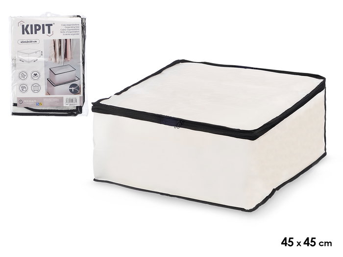 Kipit Boîte de Rangement Pliante 45x45x20 cm Tissu Blanc (Set de 24) Kipit Boîte de Rangement Pliante 45x45x20 cm Tissu Blanc (Set de 24)