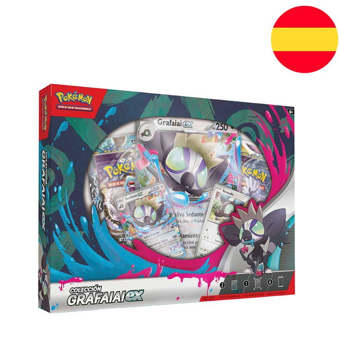 Pokémon TCG Blister de Cartes Grafaiai EX Box en Espagnol - Contient 4 Paquets, 2 Cartes Promotion, 1 Carte XL et 1 Carte Code