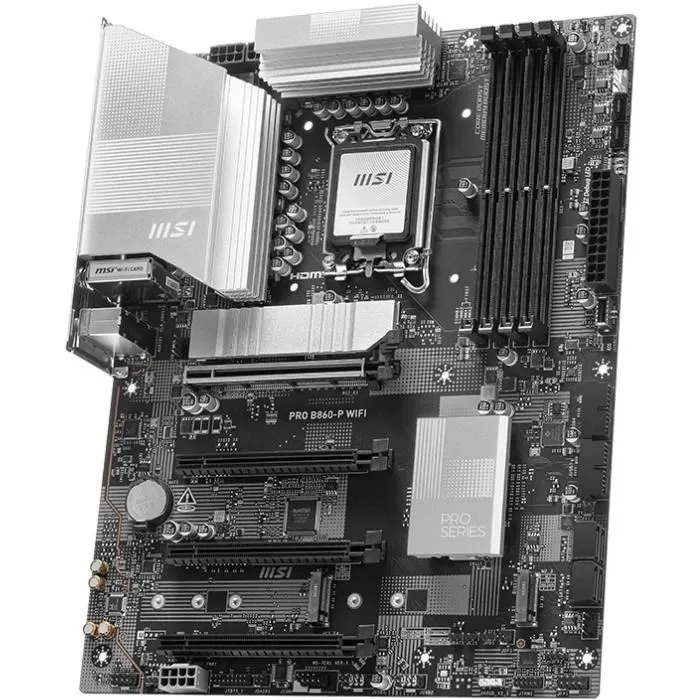 MSI PRO B860-P WiFi Carte Mère ATX, Socket LGA 1851 pour Intel Core Ultra Series 2, DDR5 256 Go Max, Wi-Fi 7, 5 GbE, RAID M.2 MSI PRO B860-P WiFi Carte Mère ATX, Socket LGA 1851 pour Intel Core Ultra Series 2, DDR5 256 Go Max, Wi-Fi 7, 5 GbE, RAID M.2