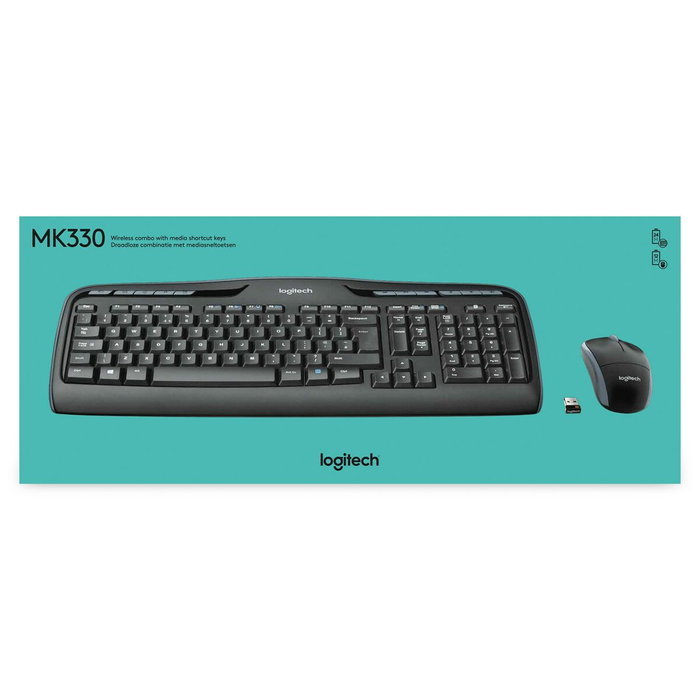 Logitech MK330 Combo Clavier et Souris Sans Fil Noir QWERTY US