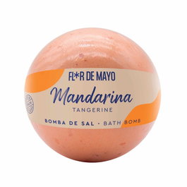 Flor De Mayo Bombe de bain de sel effervescente parfum mandarine 200 g, enrichie en urée pour hydrater et relaxer le corps