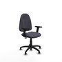 Chaise de bureau Algarra avec mécanisme Contact permanent de base, rembourrée de tissu gris foncé. Équipée d'une base en polyamide noir, d'accoudoirs 2D et de butées