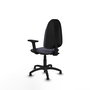 Chaise de bureau Algarra avec mécanisme Contact permanent de base, rembourrée de tissu gris foncé. Équipée d'une base en polyamide noir, d'accoudoirs 2D et de butées
