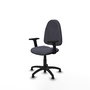 Chaise de bureau Algarra avec mécanisme Contact permanent de base, rembourrée de tissu gris foncé. Équipée d'une base en polyamide noir, d'accoudoirs 2D et de butées