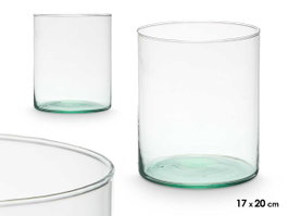 Giftdecor Jarron en verre recyclé cylindre transparent 17 x 20.5 cm (Set de 6)