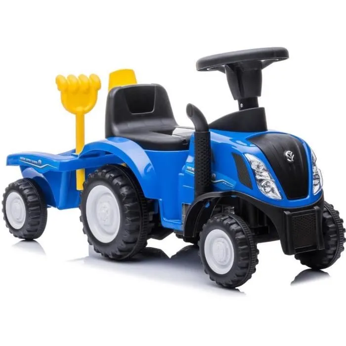 Buddy Toys BPC 5175 Tracteur Draisienne NEW-HOLLANDE T7 Enfant 2+ avec Chariot Amovible, Lumières LED et Rangement