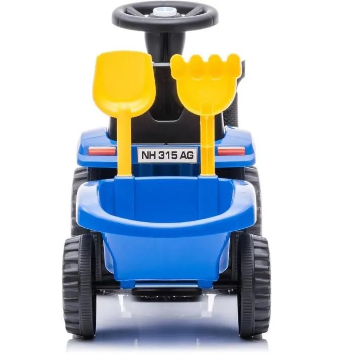Buddy Toys BPC 5175 Tracteur Draisienne NEW-HOLLANDE T7 Enfant 2+ avec Chariot Amovible, Lumières LED et Rangement