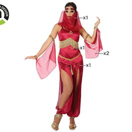 Déguisement de Danseuse Arabe Rouge pour Femme Adulte avec Tunique, Pantalon et Tocado - Taille XS-S