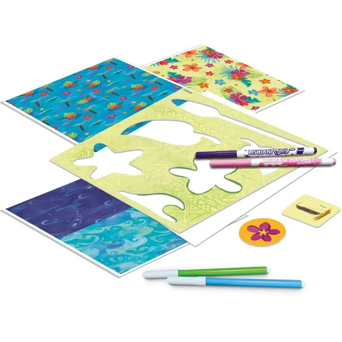 Lisciani Giochi - Table Lumineuse Dessin École de Dessin A4 Disney Vaiana 2 - Kit Créatif Complet avec Pochoirs, Feutres Parfumés et Autocollants pour Enfants dès 5 ans