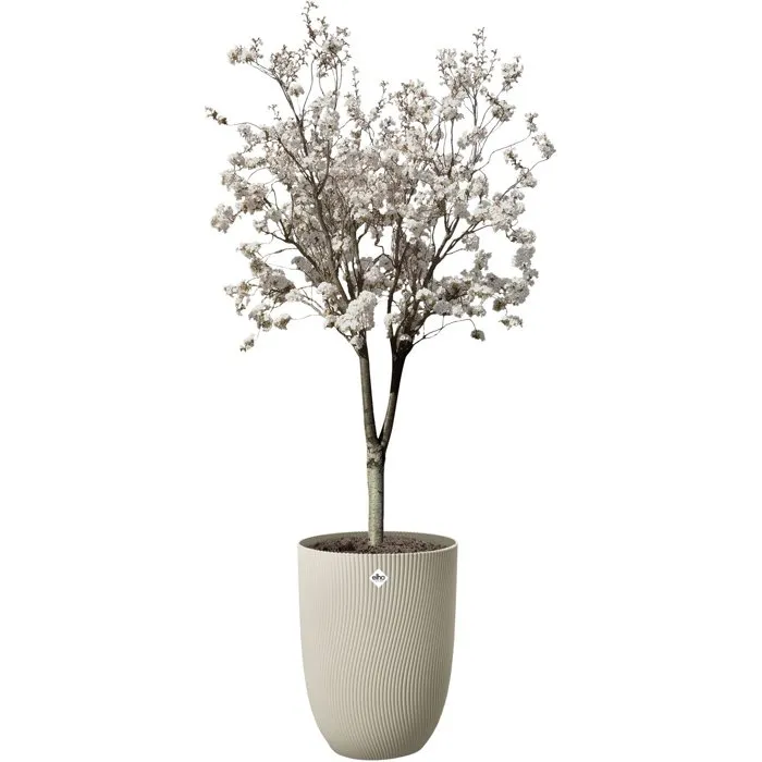 ELHO - Sereh Haut 40 - Pot de fleur haut 50 L - Ø 39 x H 53 cm - Beige - Pour balcon, intérieur et extérieur - En plastique 100% recyclé