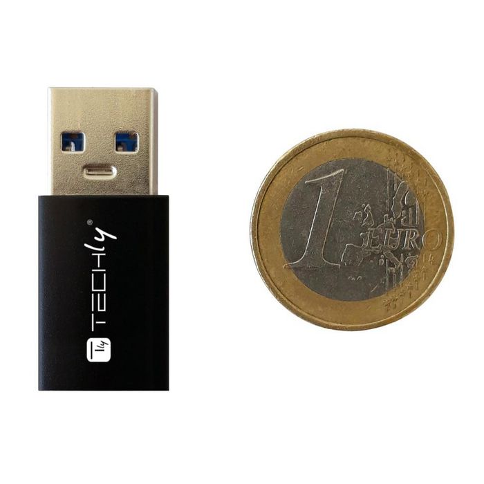 Techly Adaptateur USB 3.0 de Type A Mâle vers Type C Femelle - Convertisseur pour Transfert de Données et Charge - Noir