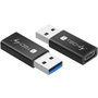 Techly Adaptateur USB 3.0 de Type A Mâle vers Type C Femelle - Convertisseur pour Transfert de Données et Charge - Noir