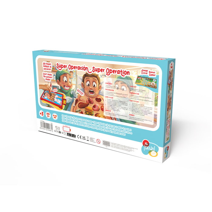 Tachan Jeu Super Operation 2 en 1 - Jeu de société éducatif en anglais, français, allemand, italien, portugais, espagnol pour enfants de 3 ans et plus
