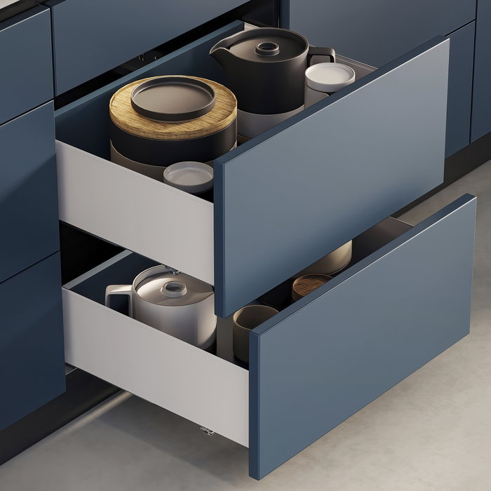 Emuca Tiroir extérieur Simplex 25kg hauteur 122mm, profondeur 490mm, acier, peint en blanc