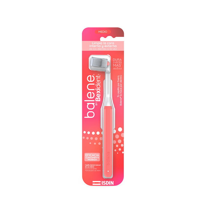 Bexident Brosse à dents moyenne Balene By Bexident #Coral 1 unité - Tête pivotante 180°, brins haute performance