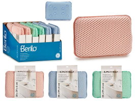 Berilo Coussin de Bain Antidérapant 20 x 6 x 29 cm Lot de 3 Couleurs (Bleu, Rose, Vert Pastel) 100% PVC (Set de 12)