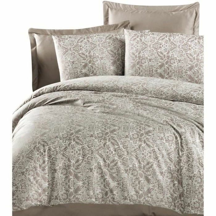 BigBuy Home Parure de couette Satiné Cappuccino 3 pièces
