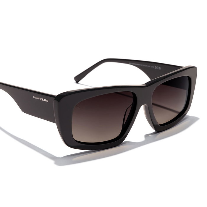 Hawkers Zenith Lunettes de soleil Œil-de-chat unisexe - Monture acétate noire, verres fumés 47 mm