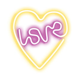Forever Lampe Néon LED Love Heart Blanc/Violet – Alimentation USB – Décoration Murale