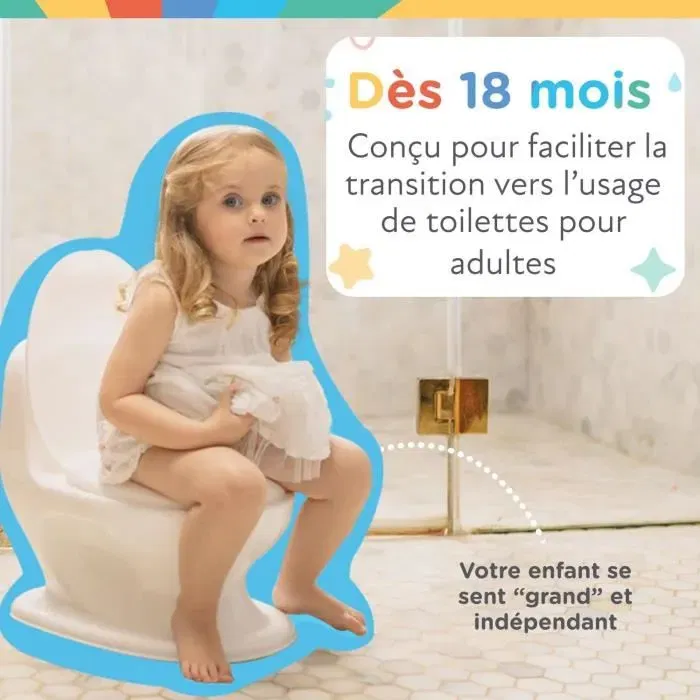 Nuby My Real Potty - Pot bébé d'apprentissage de la propreté avec chasse d'eau sonore, couvercle rabattable et base antidérapante