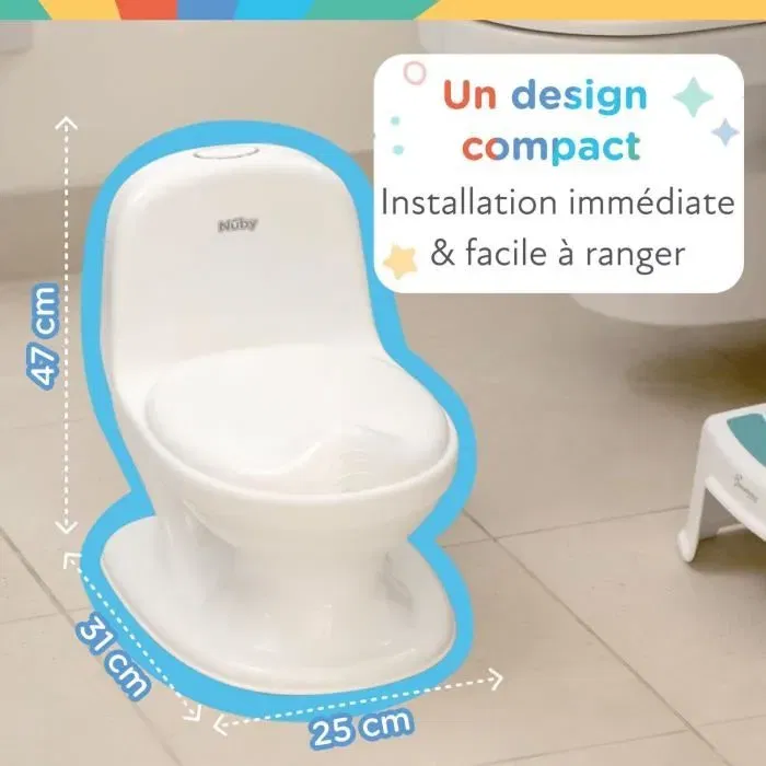 Nuby My Real Potty - Pot bébé d'apprentissage de la propreté avec chasse d'eau sonore, couvercle rabattable et base antidérapante
