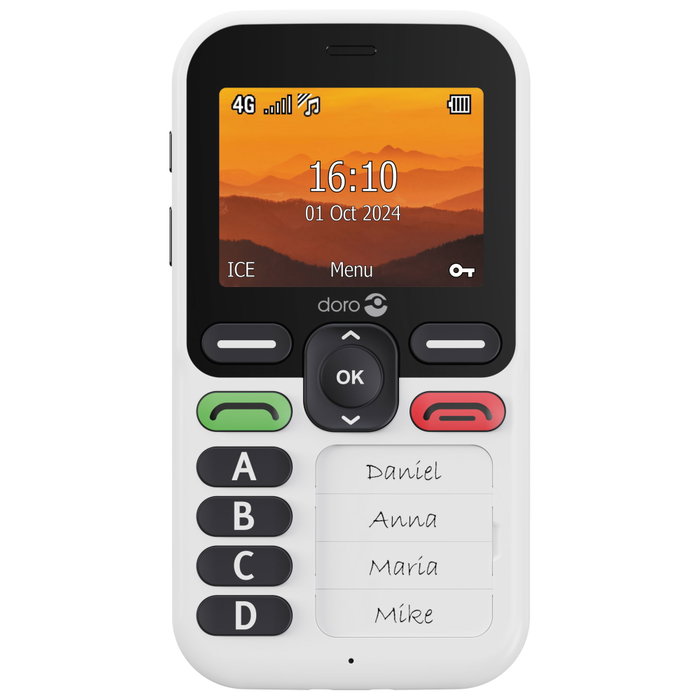 Doro Leva X10 Téléphone Mobile 2.4 Pouces 4G GPS Bluetooth IP54 avec Bouton d'Assistance ClearSound pour Personnes Âgées
