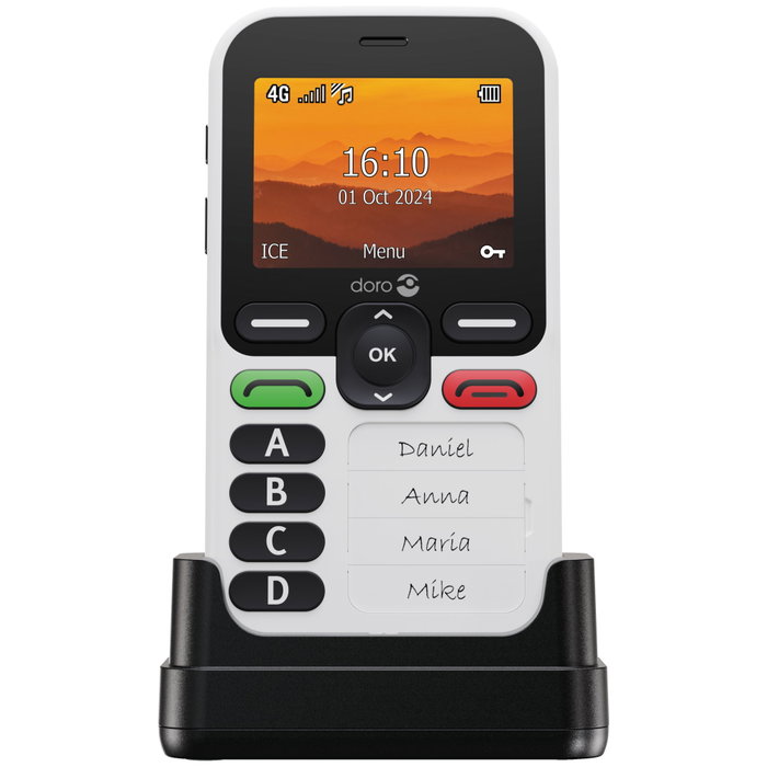 Doro Leva X10 Téléphone Mobile 2.4 Pouces 4G GPS Bluetooth IP54 avec Bouton d'Assistance ClearSound pour Personnes Âgées