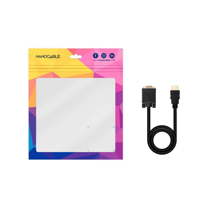 Nanocable Cable Convertisseur HDMI vers VGA 1.8 m Noir - Résolution 1920x1200 Plug and Play