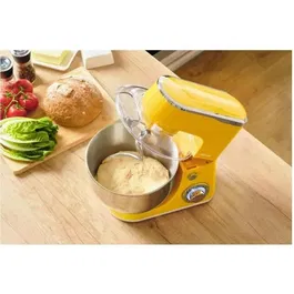 Sencor STM 3636YL Robot pâtissier multifonction 1300 W avec bol inox 5,5 L, 6 vitesses, fonction pulse et 3 accessoires pour pétrir