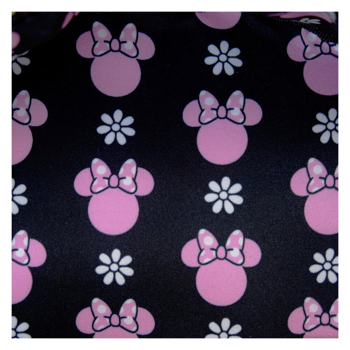 LOUNGEFLY Sac à dos Minnie Mouse Disney Rock the Dots floral - 22.9x11.4x26.7 cm, polyuréthane, réglable, poches multiples