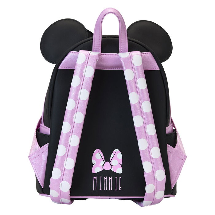 LOUNGEFLY Sac à dos Minnie Mouse Disney Rock the Dots floral - 22.9x11.4x26.7 cm, polyuréthane, réglable, poches multiples