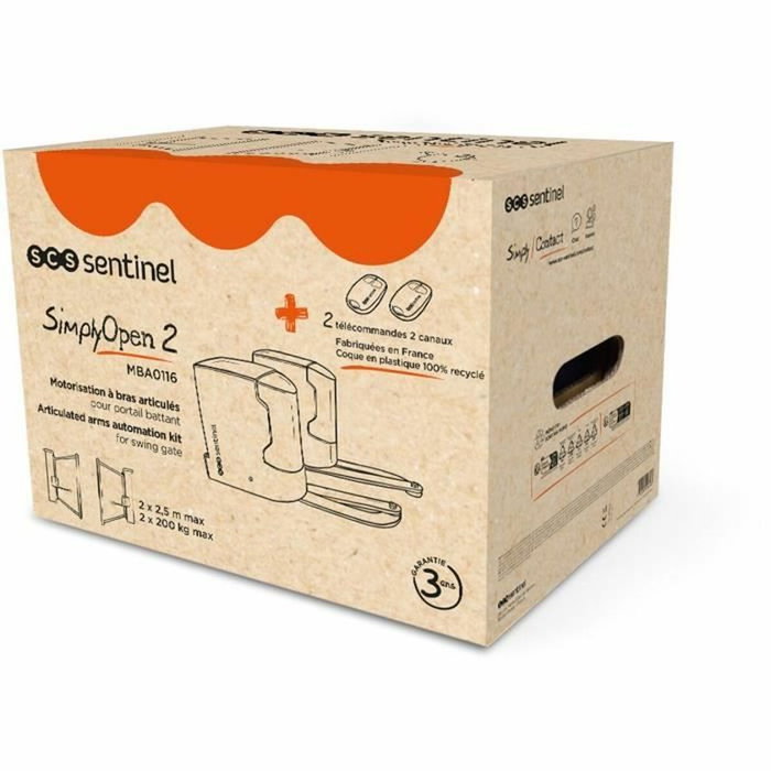 SCS SENTINEL Kit moteur de portail battant SimplyOpen 2, jusqu'à 200 kg par vantail
