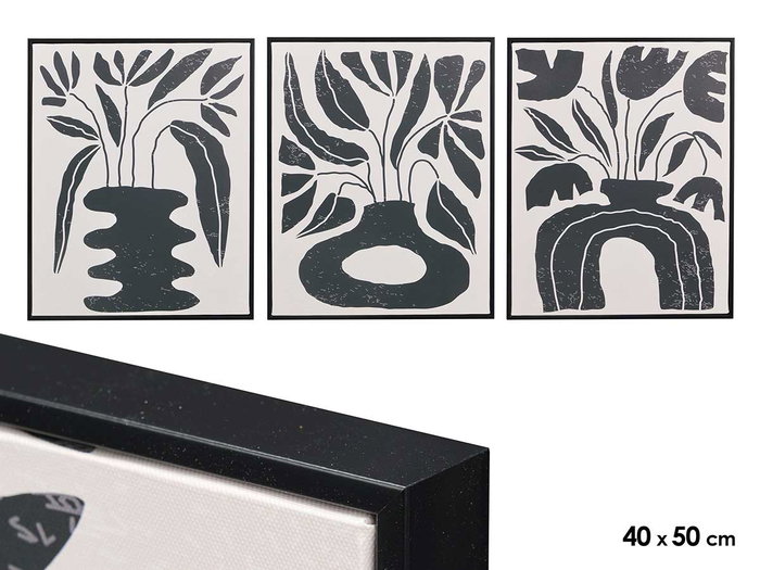 Giftdecor Tableau Toile Cadre Noir Motif Vases Noirs Assortis 40 x 50 x 3 cm (Set de 3) Giftdecor Tableau Toile Cadre Noir Motif Vases Noirs Assortis 40 x 50 x 3 cm (Set de 3)
