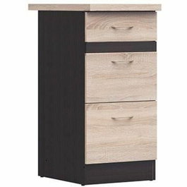 Junona Meuble bas de cuisine 3 tiroirs avec plan de travail chêne sonoma
