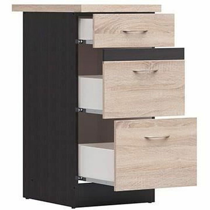 Junona Meuble bas de cuisine 3 tiroirs avec plan de travail chêne sonoma Junona Meuble bas de cuisine 3 tiroirs avec plan de travail chêne sonoma