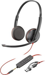 HP 8X229A6 - Casque avec fil arceau pour bureau et centre d'appels avec microphone flexible et connecteur USB Type-C - Noir