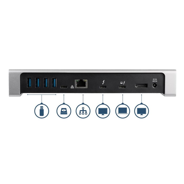 StarTech.com Dock Thunderbolt 3 pour ordinateur portable, double moniteur 4K, Power Delivery 85W, Noir