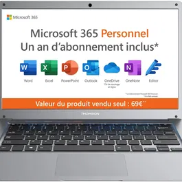 Thomson Neo N14C4SL128 - PC Portable 14" Intel Celeron, 4 Go RAM, SSD 128 Go, Argent - Ordinateur Portable Léger pour Bureautique et Navigation