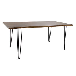 Table de Salle à Manger DKD Home Decor 180 x 87 x 76 cm Noir Métal Marron Bois d'acacia