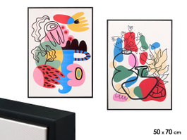 GIFTDECOR Tableau sur toile multicolore avec cadre noir 50x70, lot de 2