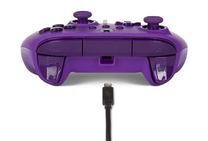 PowerA Manette Xbox avec câble améliorée pour Xbox Series X/S, Xbox One et Windows 10/11 - Deux boutons arrière programmables, vibrations, câble USB 3 m, modèle Purple (1521747-02)