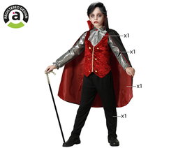 Costume de Vampire Rouge avec Cape pour Enfant - Inspiré des Classiques du Cinéma - Polyester - Taille 3-4 Ans